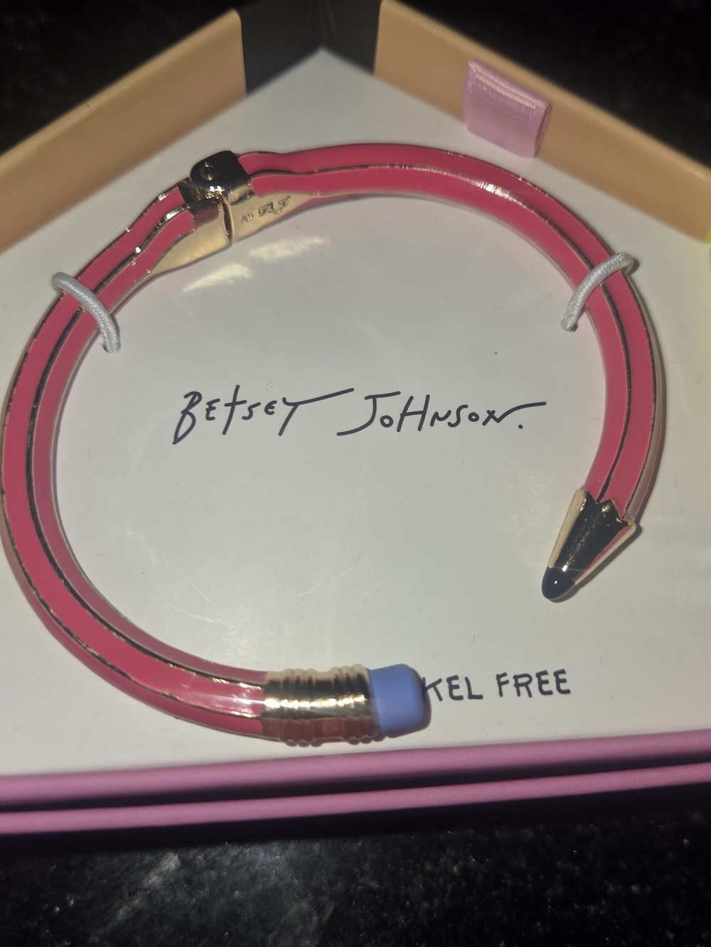 Betsey Johnson Pink Pencil Bracelet with Gold Tips